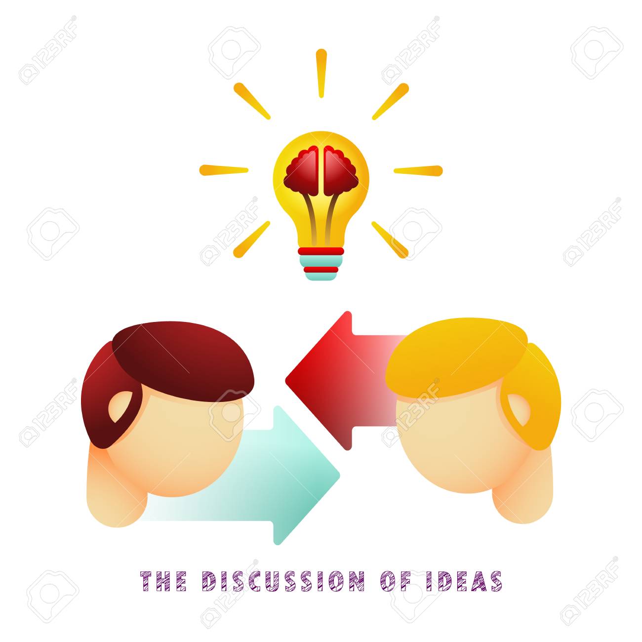 The discussion of ideas. Icon. Light bulb with brain. Vector illustration. Flat. Gradient. - 104062241 The discussion of ideas. Icon. Light bulb with brain. Vector illustration. Flat. Gradient. - 104062241