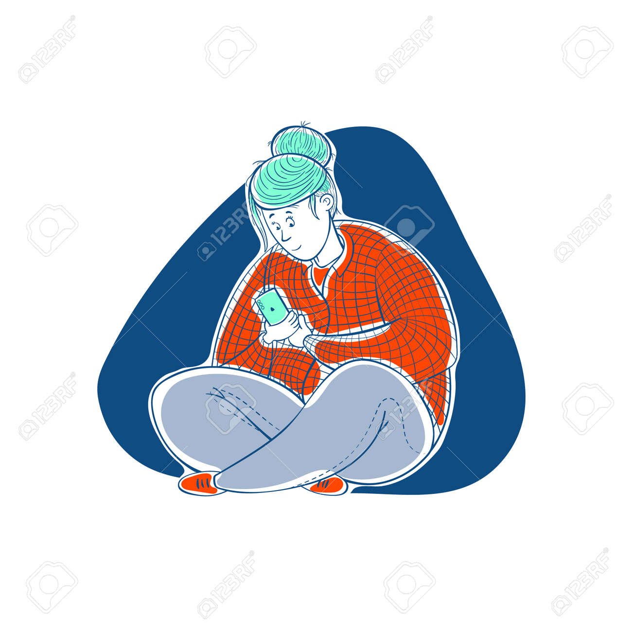 Girl corresponds in the phone. Love correspondence. Cartoon contour illustration in a vector. - 159585256 Girl corresponds in the phone. Love correspondence. Cartoon contour illustration in a vector. - 159585256