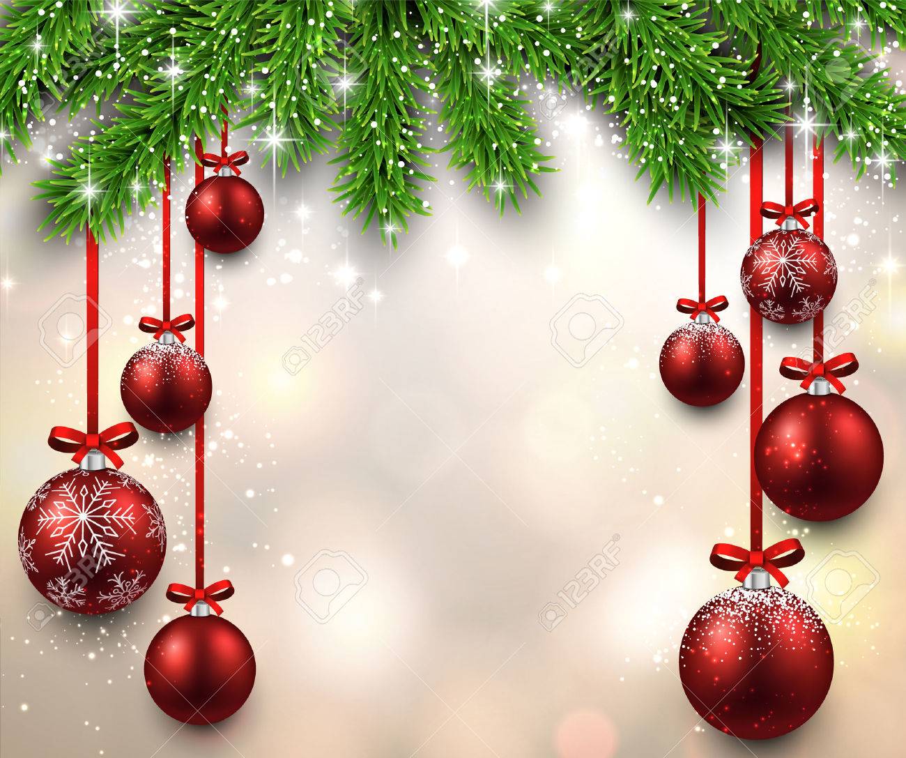 Christmas illustration with fir twigs and red balls. Vector background. - 33871038 Christmas illustration with fir twigs and red balls. Vector background. - 33871038