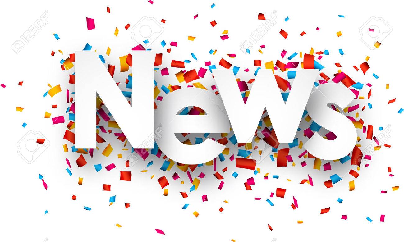 White news sign over confetti background. Vector holiday illustration. - 42795797 White news sign over confetti background. Vector holiday illustration. - 42795797