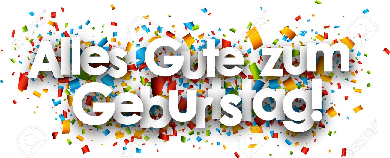 Bonne Banniere De Papier D Anniversaire Avec Des Confettis De Couleurs Allemand Vector Illustration Clip Art Libres De Droits Svg Vecteurs Et Illustration Image