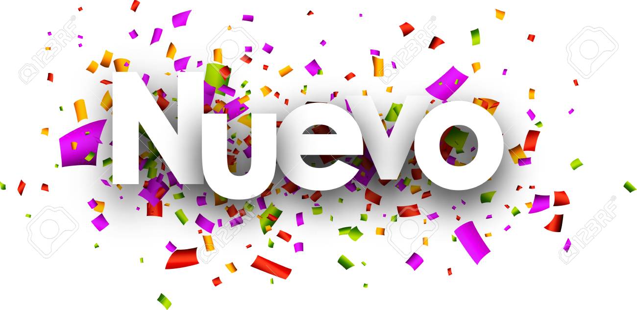 Nueva Bandera De Papel De Color Con Confeti Español Ilustración Del Vector