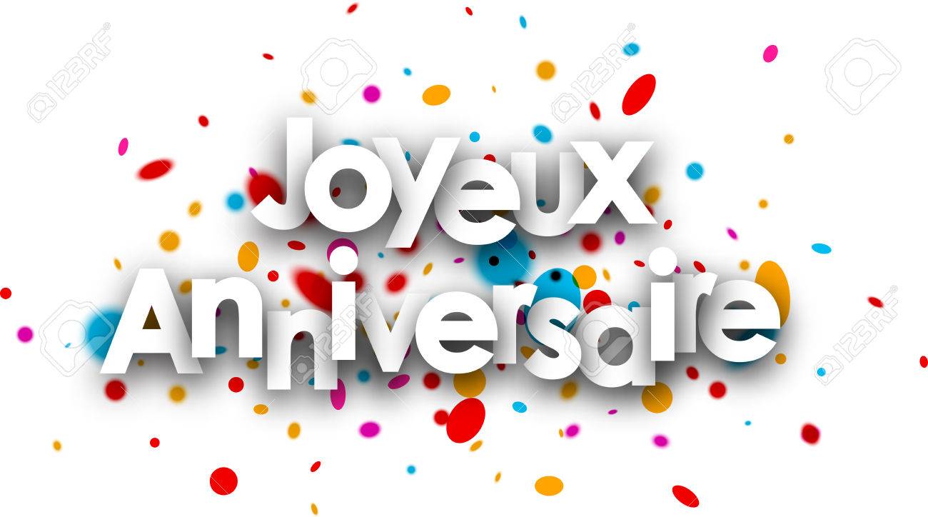 Joyeux Anniversaire Carte De Papier Avec Des Gouttes De Couleur En Francais Vector Illustration Clip Art Libres De Droits Vecteurs Et Illustration Image