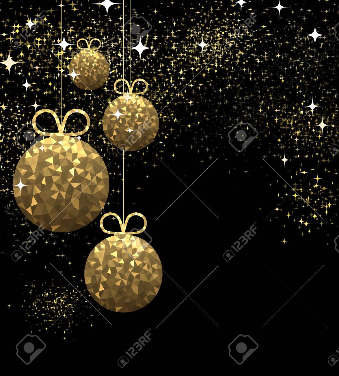 new year black background with golden christmas balls vector christmas black background
