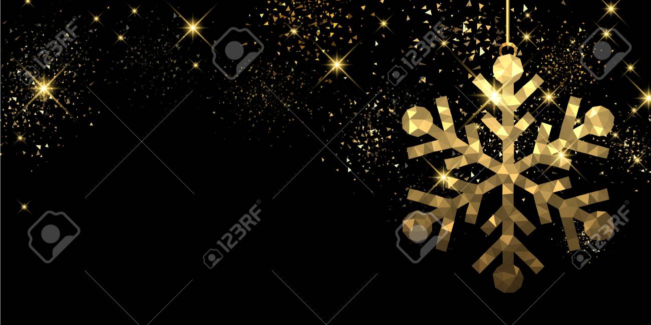 christmas black background with golden snowflake vector christmas black background