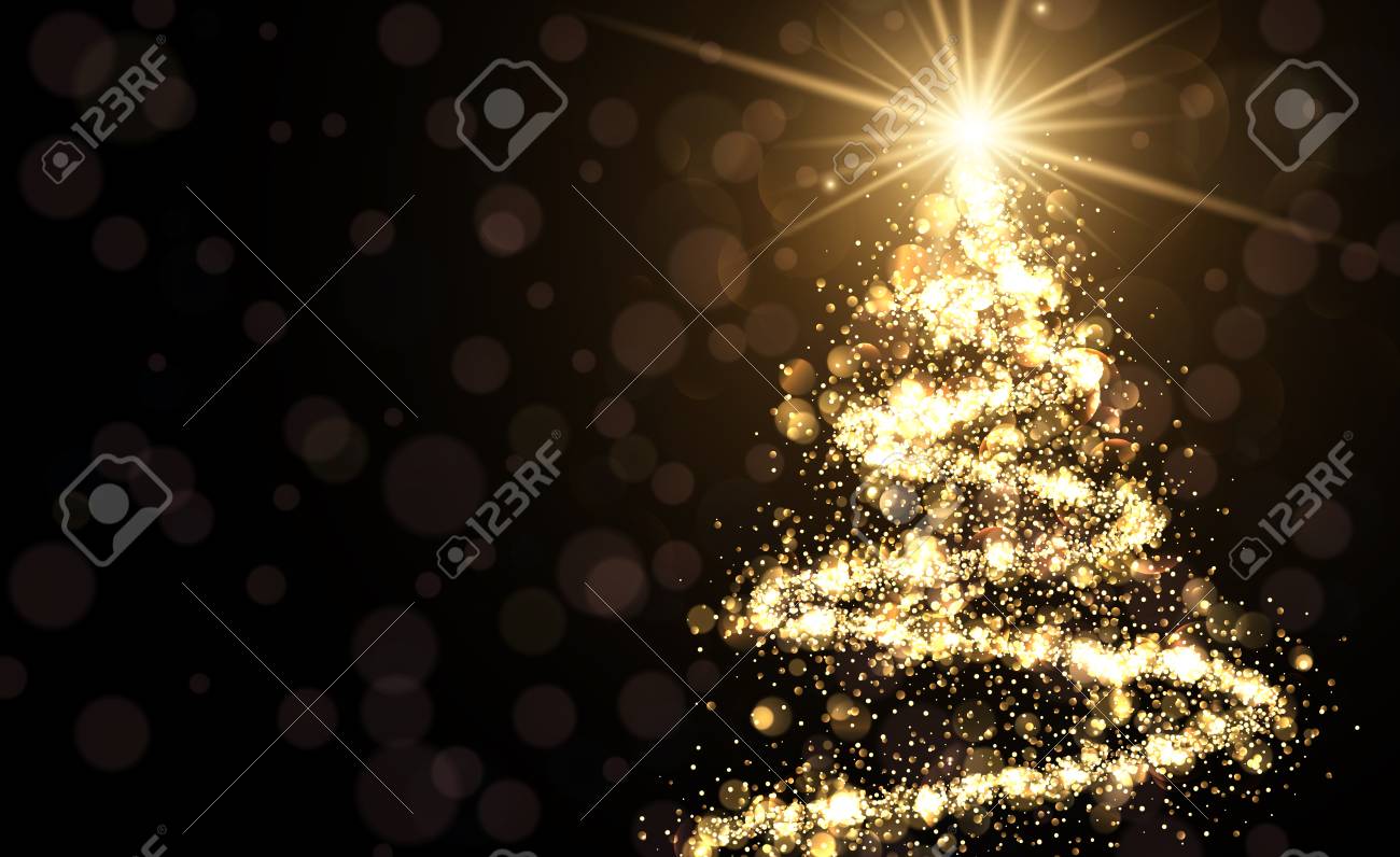 Golden background with shining abstract Christmas tree. Vector illustration. - 67134105 Golden background with shining abstract Christmas tree. Vector illustration. - 67134105