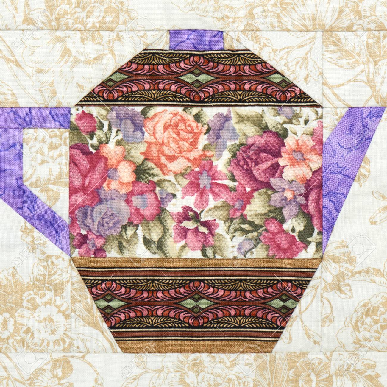 ティーポットの花のパターンでパッチワーク ブロック の写真素材 画像素材 Image ティーポットの花のパターンでパッチワーク ブロック の写真素材 画像素材 Image