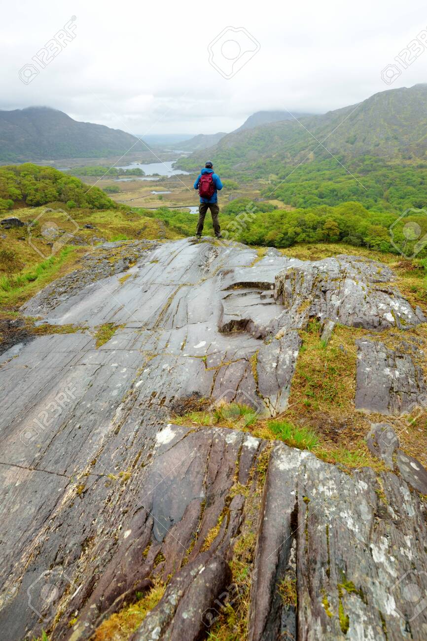 Male Hiker Admiring The Beauty Of Killarney National Park At