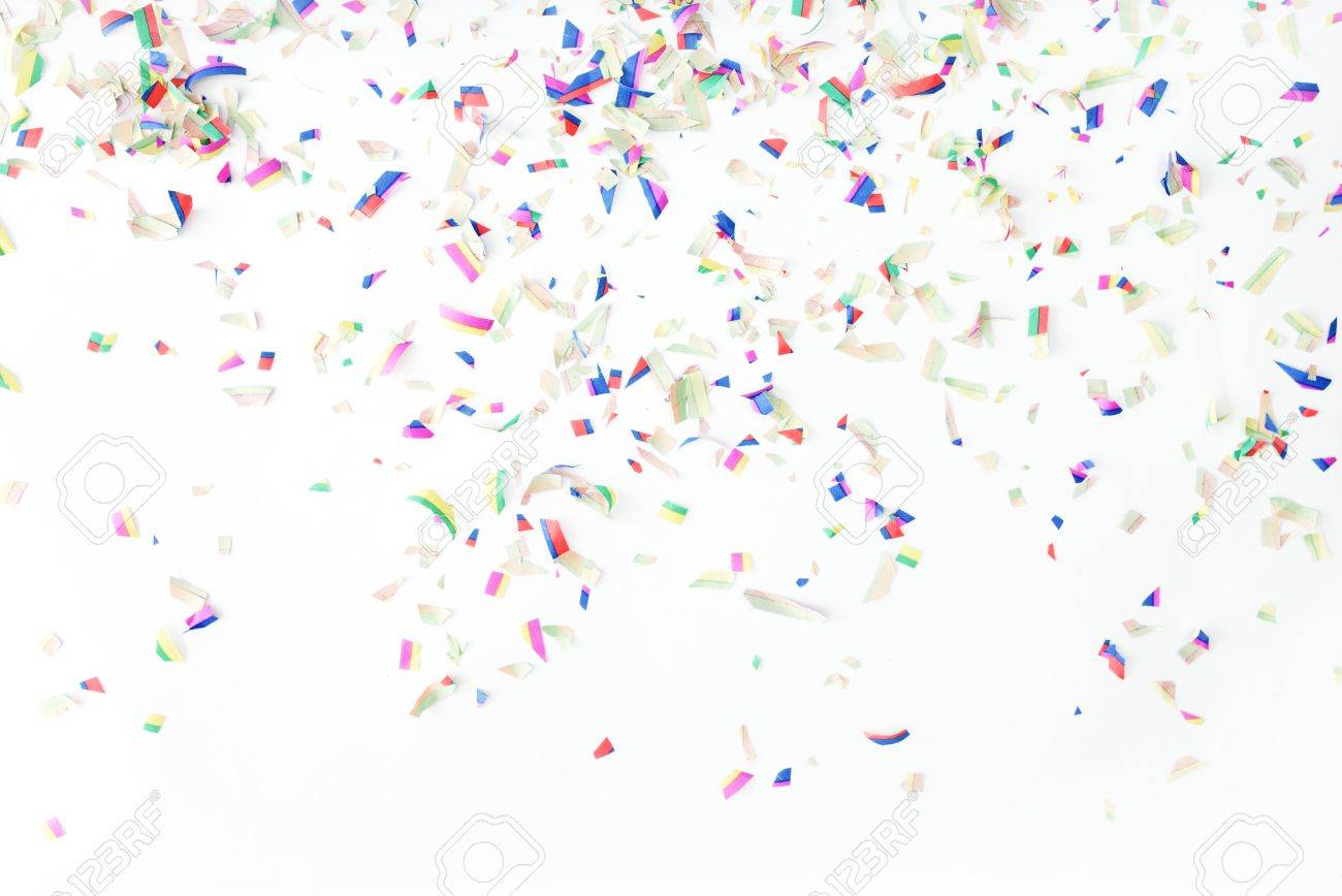 colorful confetti on white background holiday or party background holiday party background