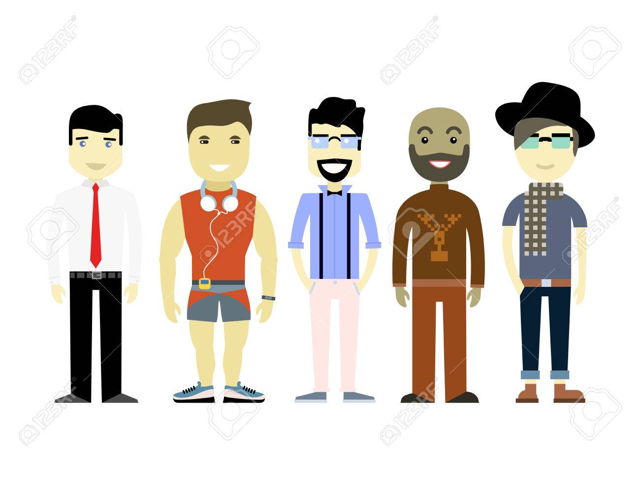 Vector Illustration Types Of Men, Different Characters, Set Collection.  Royalty Free SVG, Cliparts, Vectors, and Stock Illustration. Image 56650795., image size:1300x1006