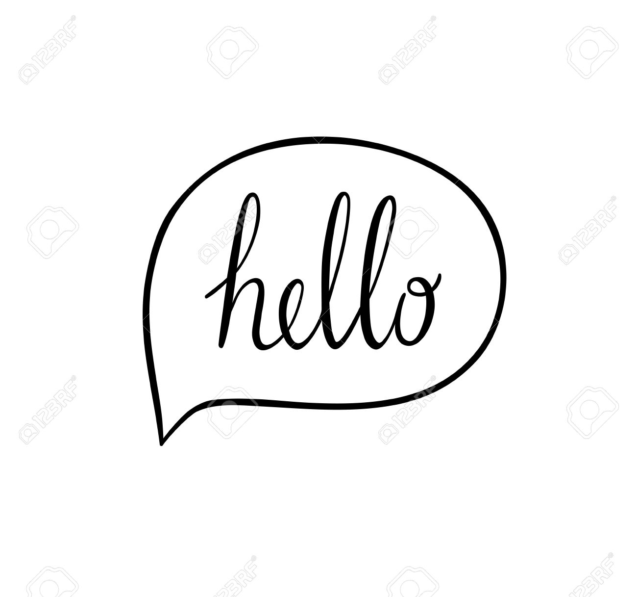 こんにちは Word で吹き出しの手描きの背景 のイラスト素材 ベクタ Image