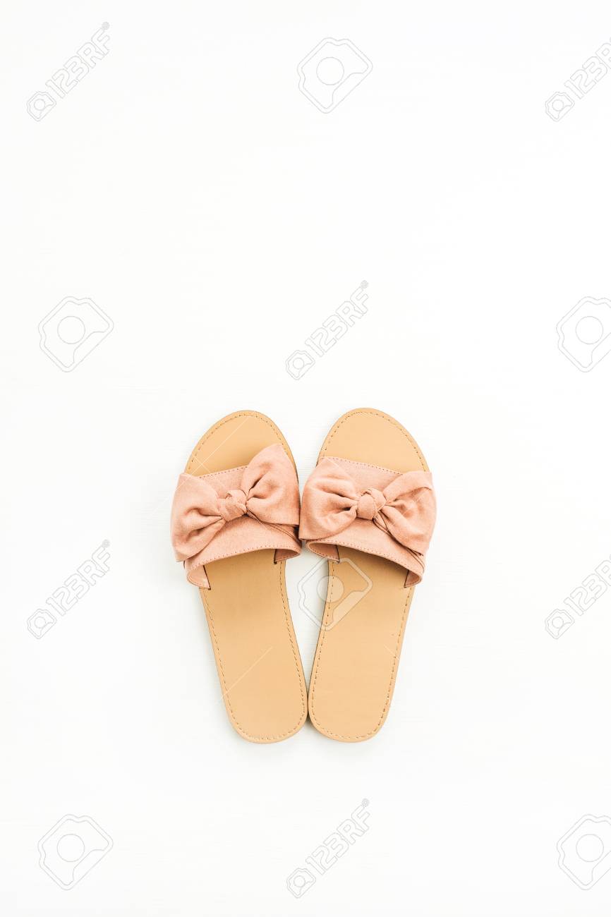 women s slippers on Pink Women S Slippers Isolated On White Background Flat Lay Stock Photo Picture And Royalty Free Image Image 103199938