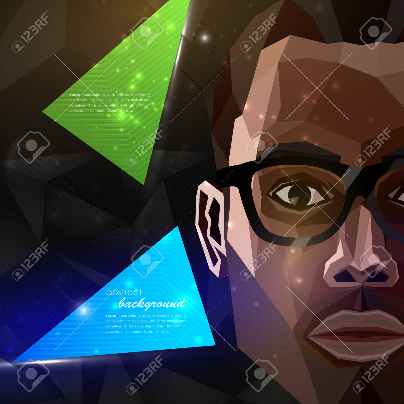 illustration with an african american man face in polygonal style free african background graphic designs for flyer