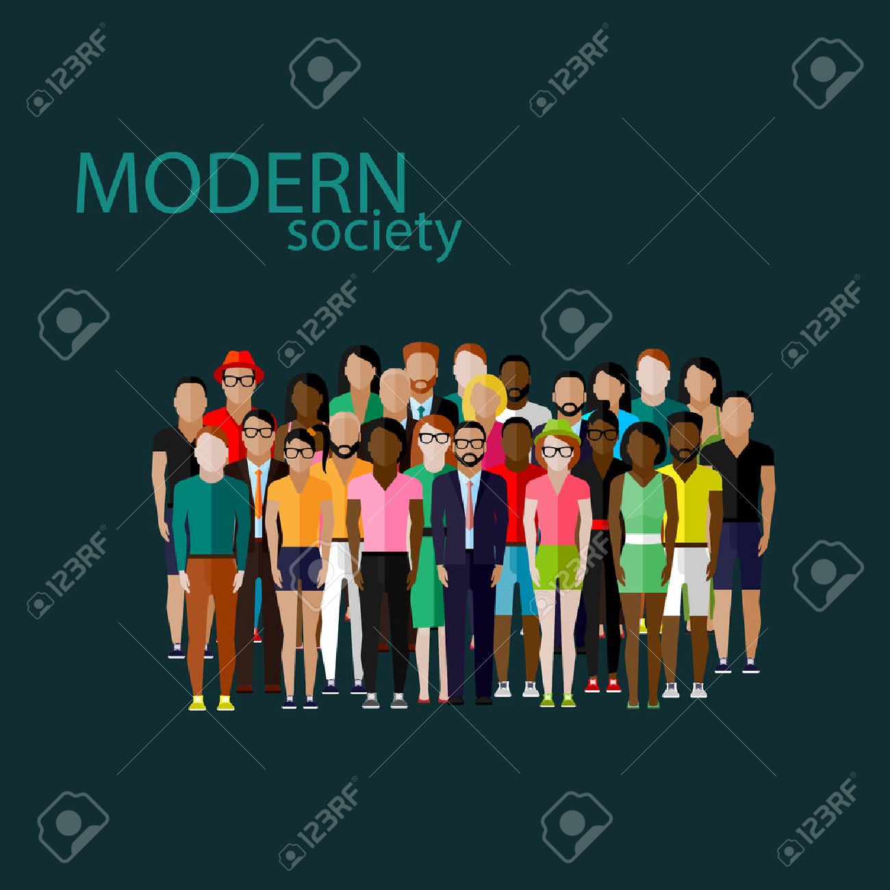vector flat illustration of society members with a large group of men and women. population. modern society concept - 35502701 vector flat illustration of society members with a large group of men and women. population. modern society concept - 35502701