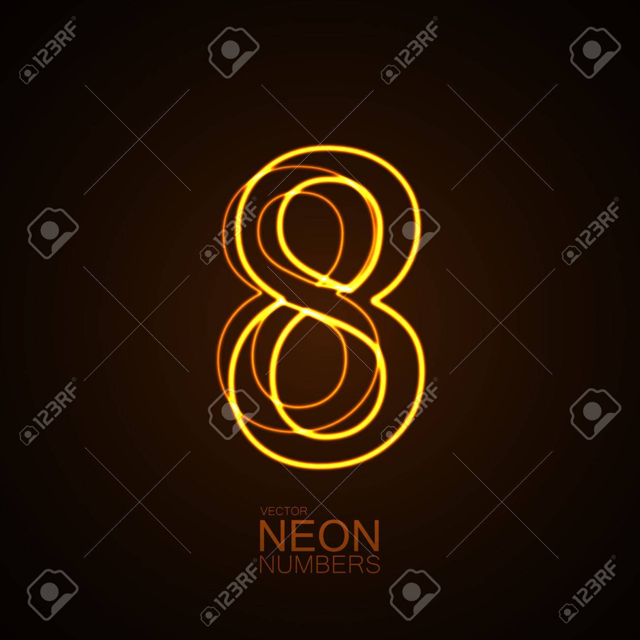 ネオン 3 D 数 8 デザインのタイポグラフィのベクトル要素です 光るネオンのアルファベットの一部です 8 桁の数字 ベクトル図 のイラスト素材 ベクタ Image