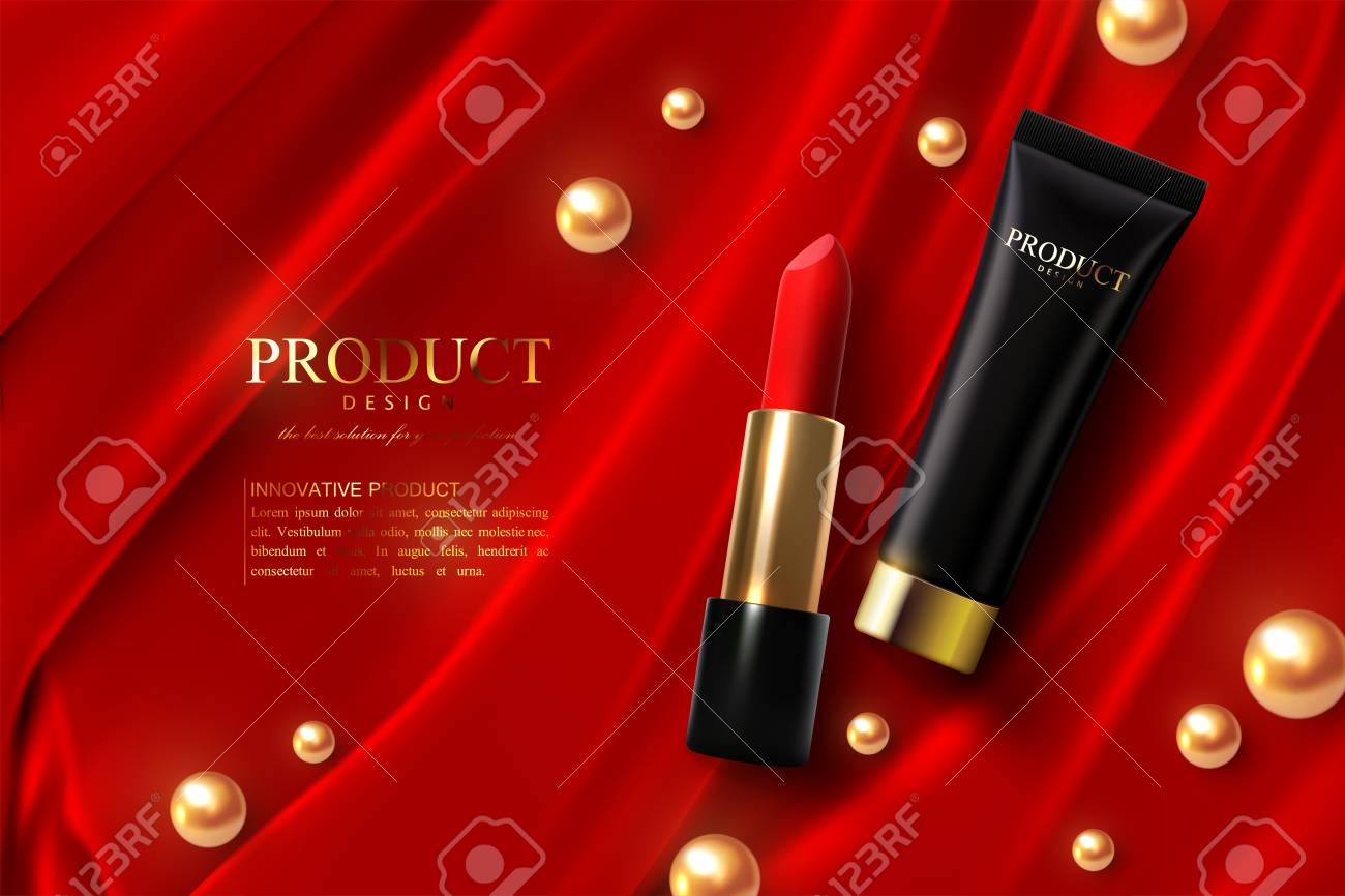 Download Red Lipstick And Black Cream Tube Ads Poster Template Premium Royalty Free Cliparts Vectors And Stock Illustration Image 114436750 PSD Mockup Templates