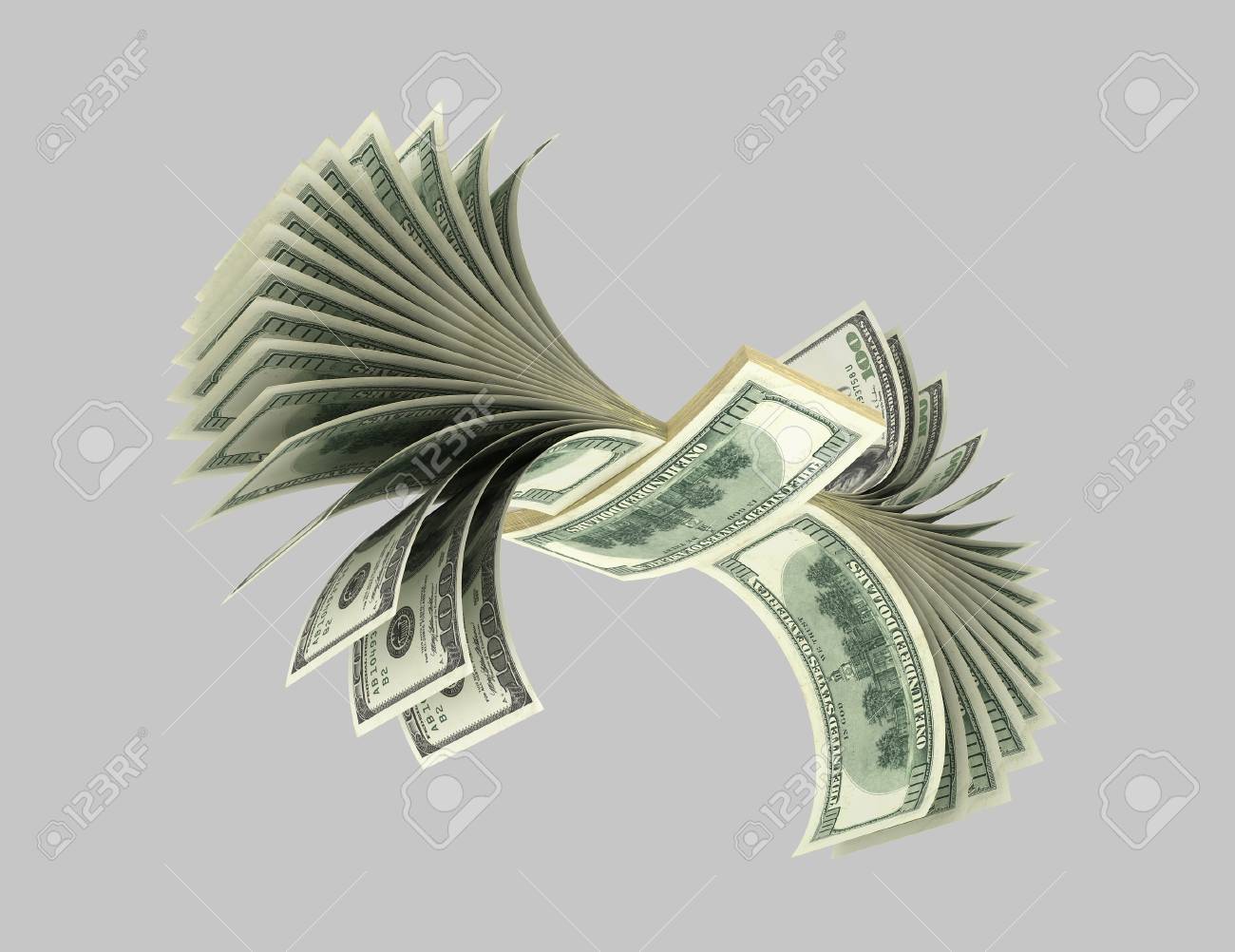 Billets De Dollars Sous La Forme Dun Oiseau Volant Isolé Sur Fond Gris