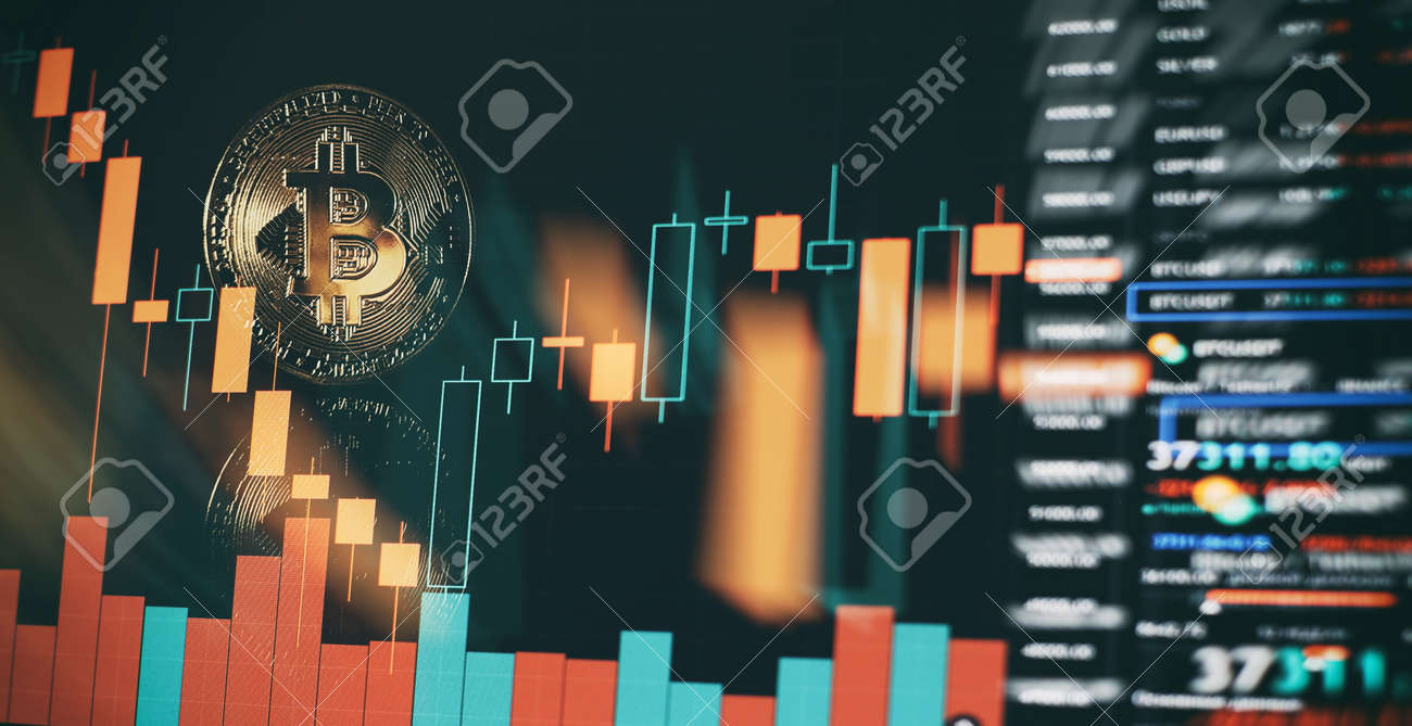 El Gráfico Muestra Un Fuerte Aumento En El Precio De Bitcoin. Invertir En  Activos Virtuales. Plataforma De Inversión Con Gráficos Y Moneda Bitcoin.  Fotos, retratos, imágenes y fotografía de archivo libres de