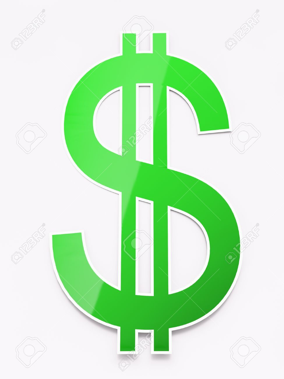 Green Shiny Paper Dollar Sign On White Background Stock Photo, Picture And  Royalty Free Image. Image 10252438.