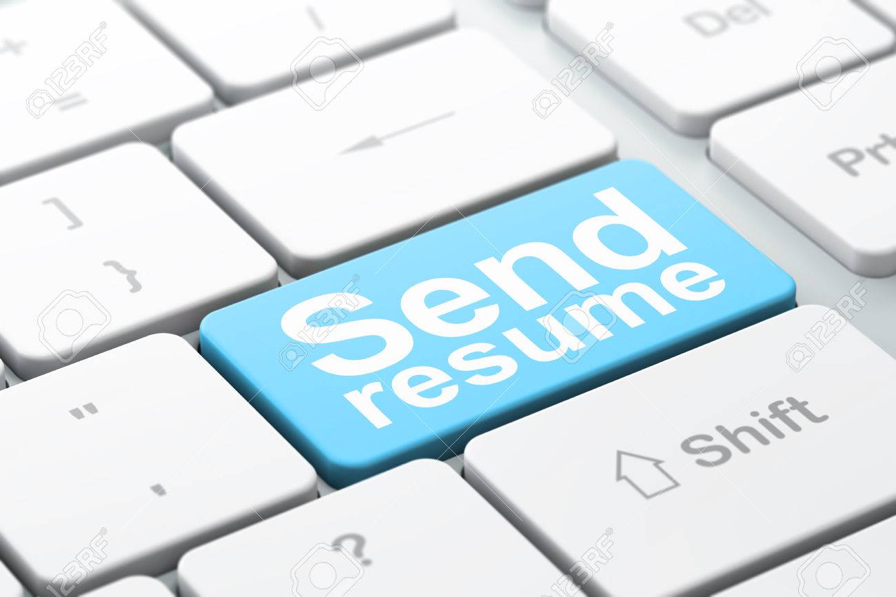 business concept computer keyboard with word send resume selected resume send