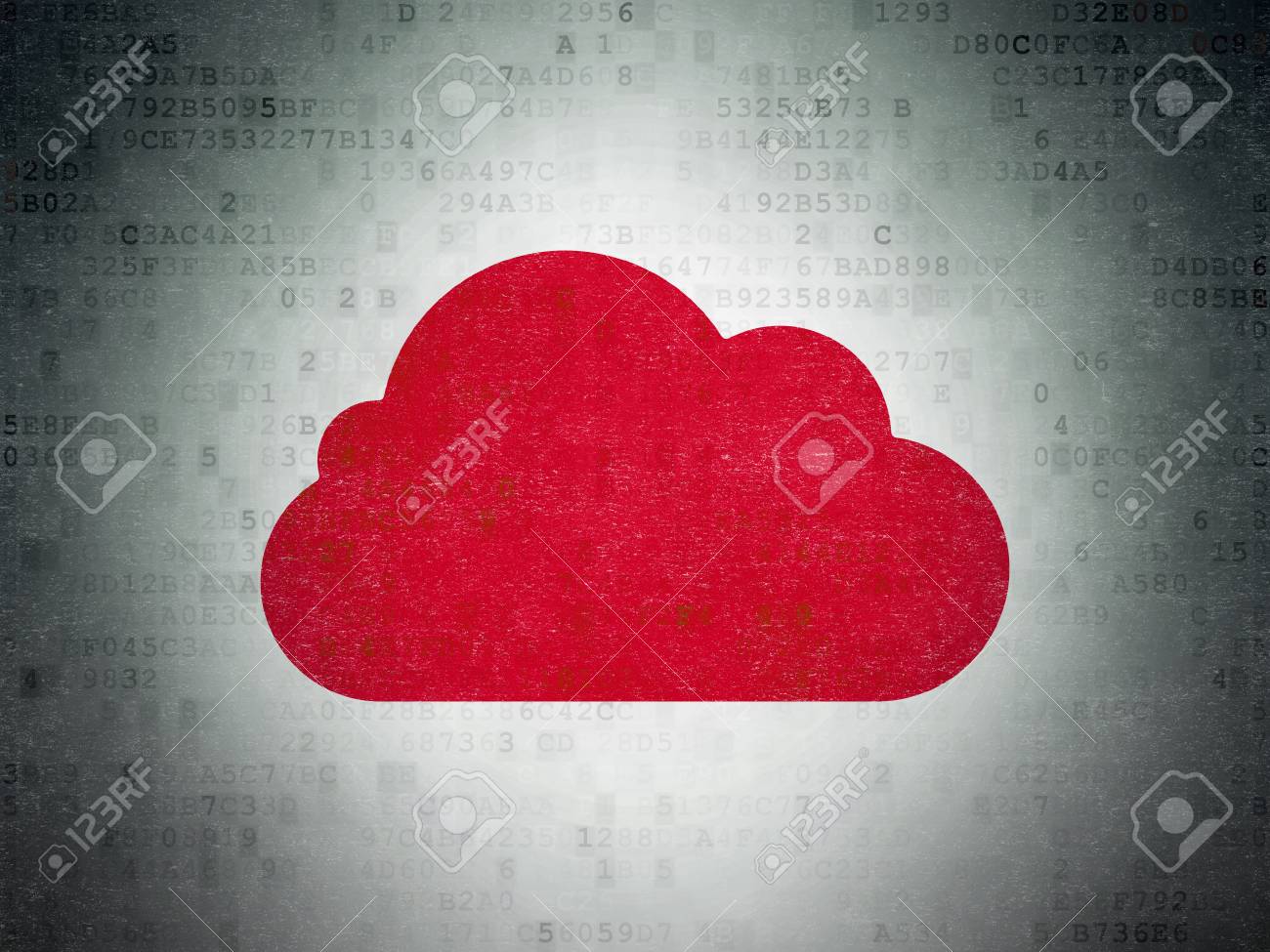 Concept De Mise En Reseau Des Nuages Icone De Nuage Rouge Peinte Sur Fond De Papier Numerique Banque D Images Et Photos Libres De Droits Image 44282218