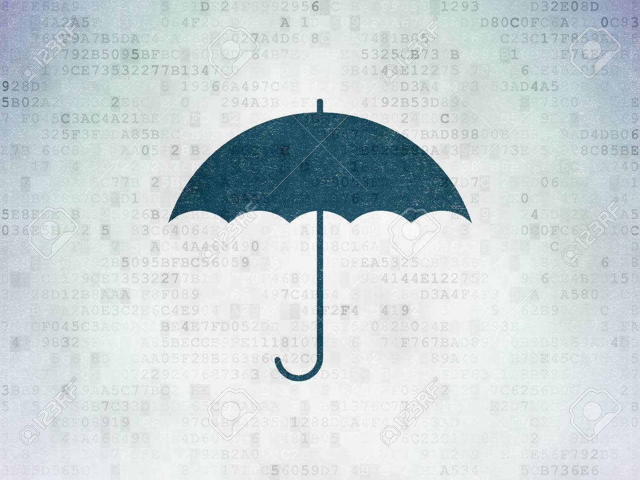 Security Concept Painted Blue Umbrella Icon On Digital Paper Stock Photo Picture And Royalty Free Image Image 45452179