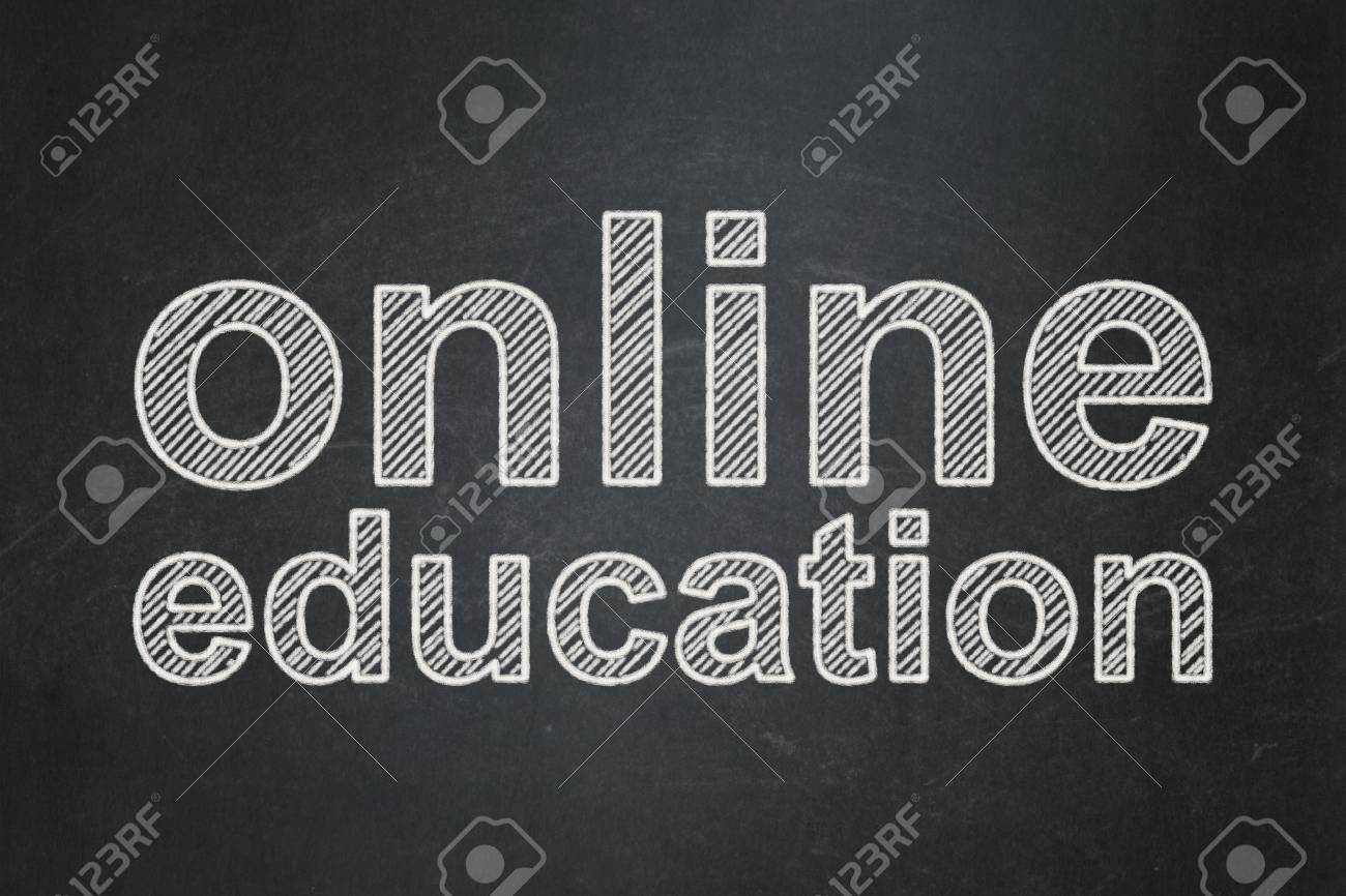 studying concept text online education on black chalkboard background online chalkboard