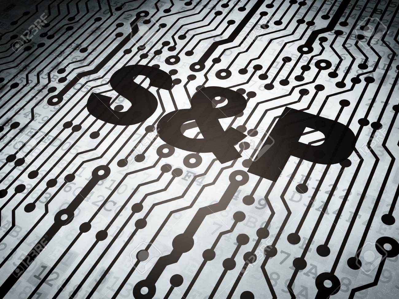 주식 시장 인덱스 개념 : 회로 보드 단어 S & P, 3D 렌더링 로열티 무료 사진, 그림, 이미지 그리고 스톡포토그래피. Image  72334326