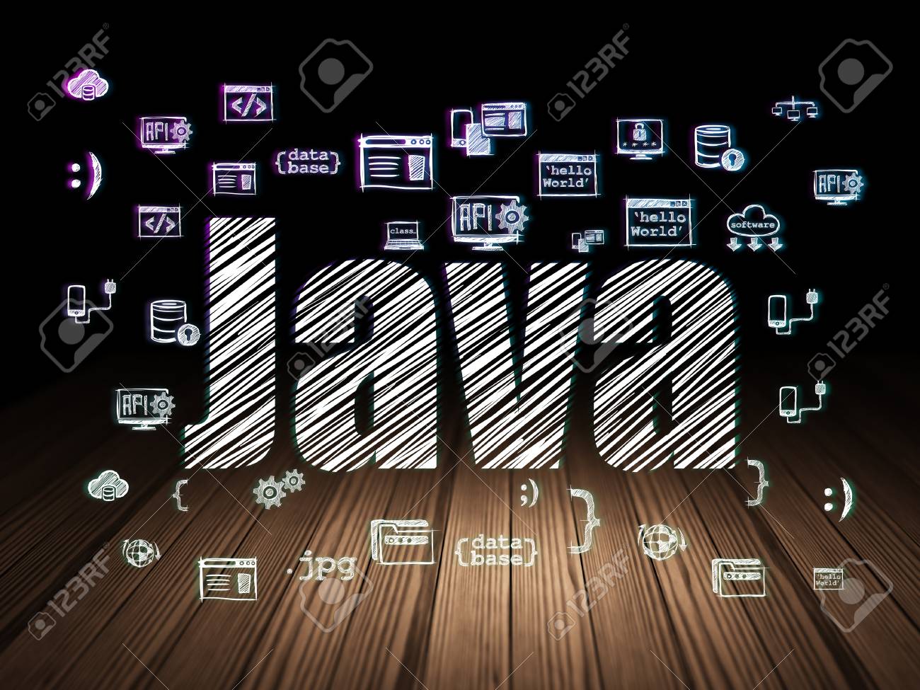 Concepto De Programación: Texto Brillante De Java, Iconos De ... Concepto De Programación: Texto Brillante De Java, Iconos De ...