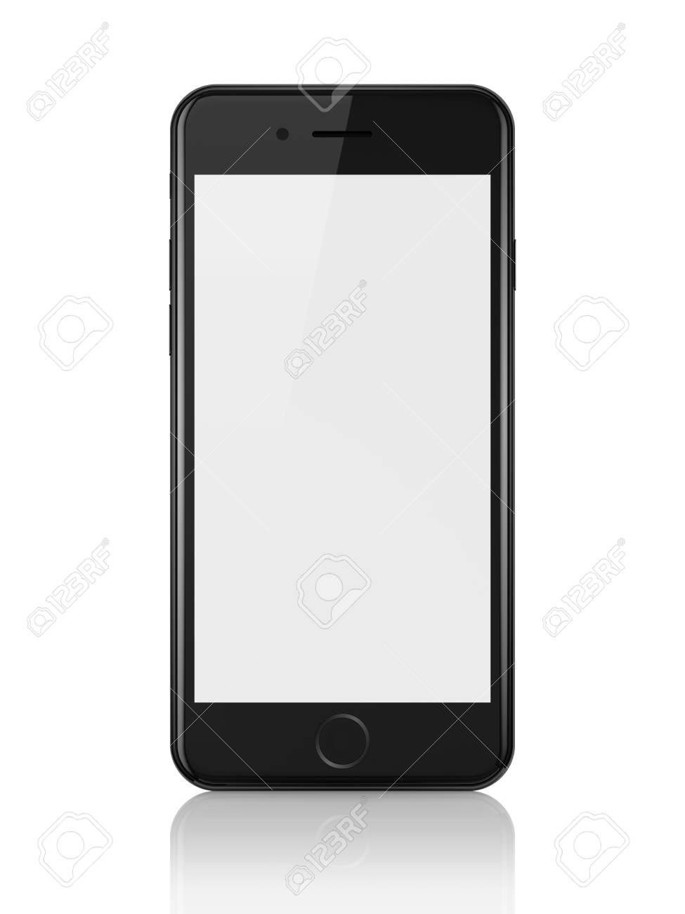 ミンスク ベラルーシ 17 年 6 月 26 日 黒い Iphone 7 白い背景上に白い画面での 3 D のレンダリング Iphone はアップル社によって開発された 現代のスマート フォンです の写真素材 画像素材 Image