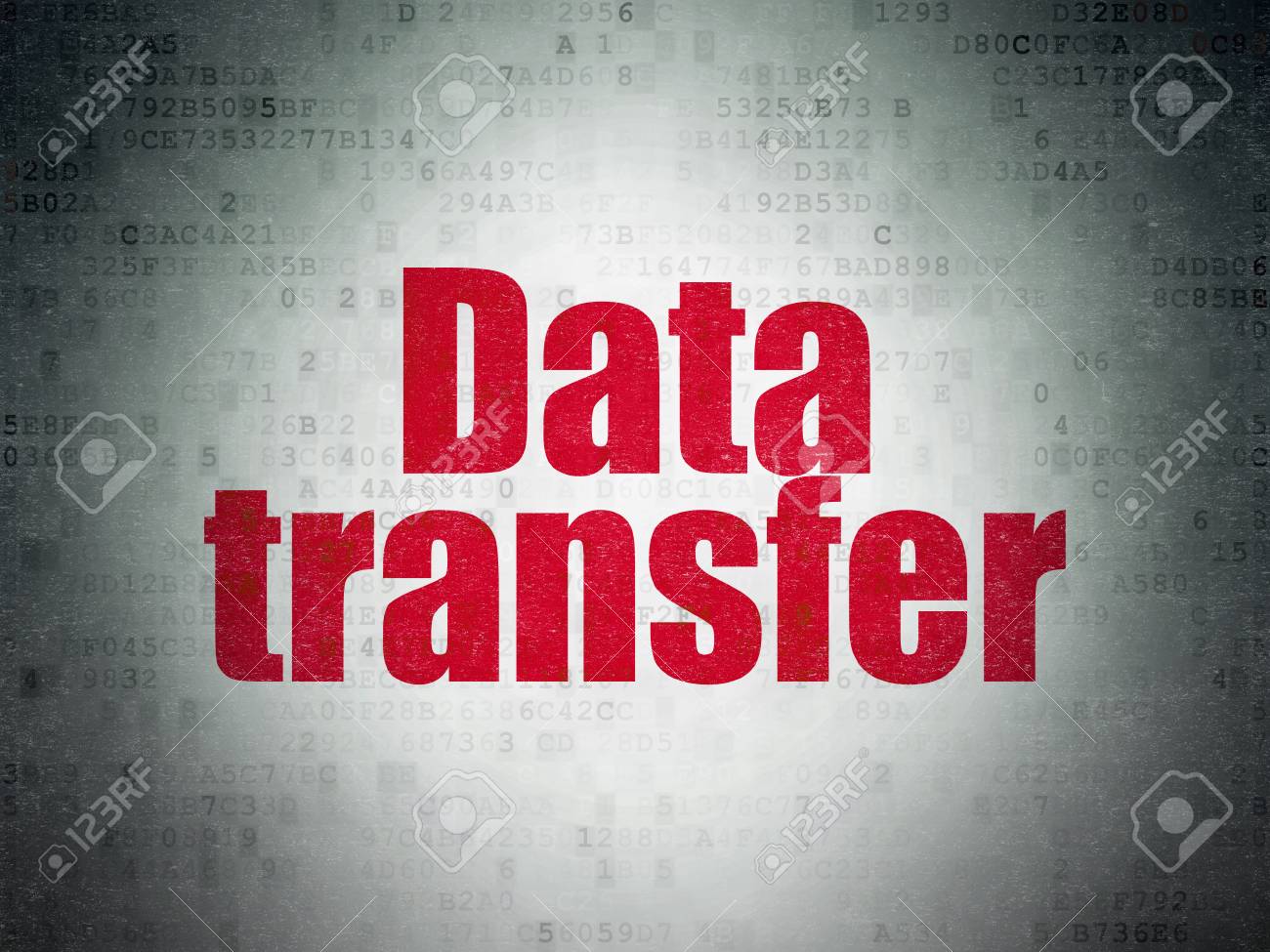 data concept painted red word data transfer on digital data stock word transfer