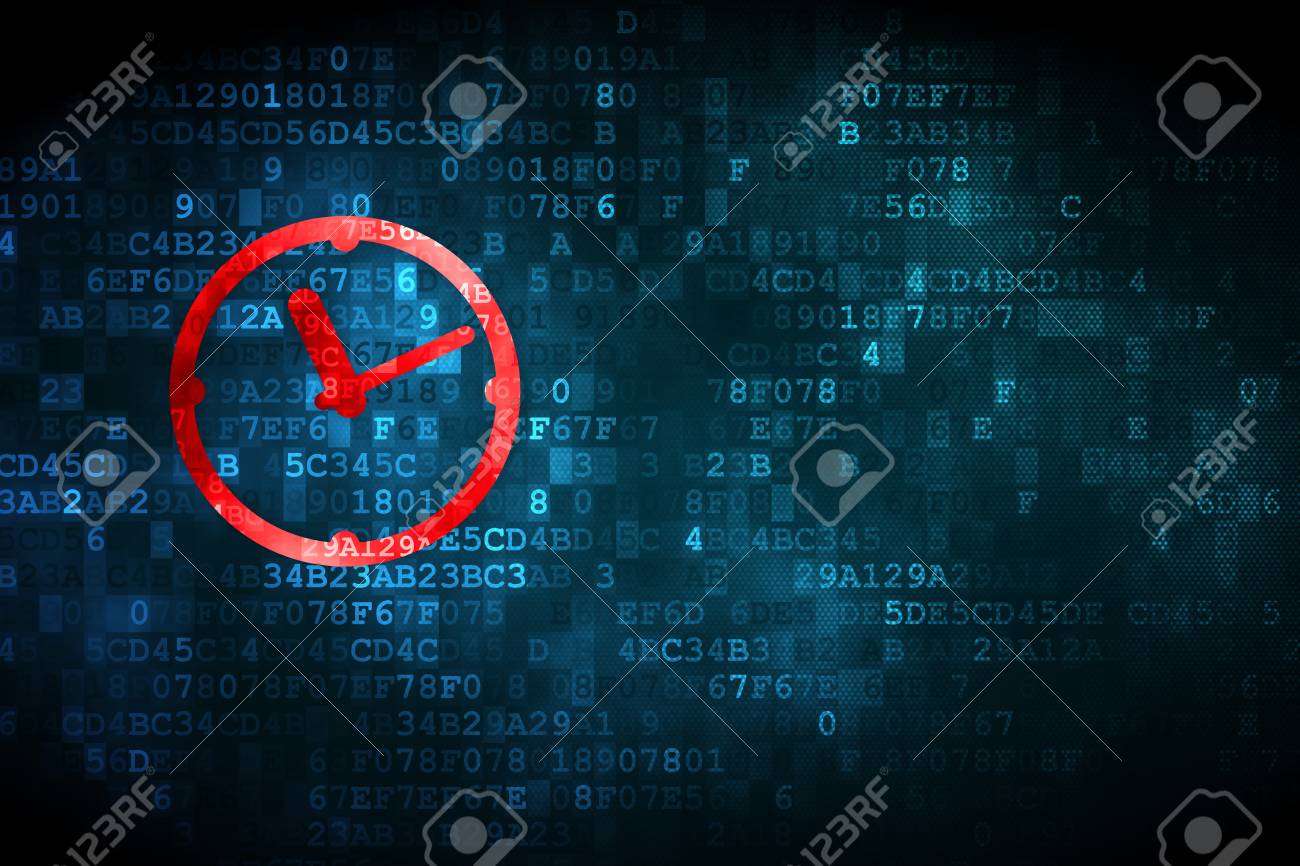 Conceito De Linha Do Tempo Icone De Relogio Pixelizada No Fundo Digital Copyspace Vazio Para Cartao Texto Publicidade Fotos Retratos Imagenes Y Fotografia De Archivo Libres De Derecho Image 86694201