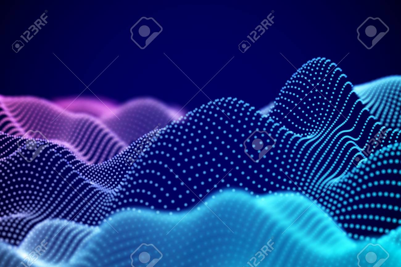 Visualization Of Sound Waves. Abstract Digital Landscape Or Soundwaves With  Flowing Particles. Big Data Technology Background. Virtual Reality Concept:  3D Digital Surface. EPS 10 Vector Illustration. Royalty Free SVG, Cliparts,  Vectors, And