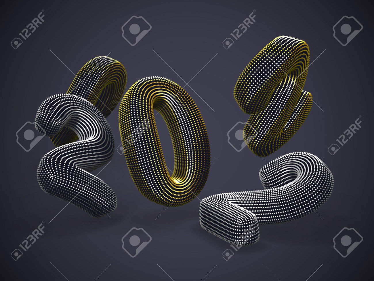 Scattered 3D golden and silver numbers on gray background. Floating digital numbers made of yellow dots. Business, finance or investment abstract concept. - 162918634 Scattered 3D golden and silver numbers on gray background. Floating digital numbers made of yellow dots. Business, finance or investment abstract concept. - 162918634
