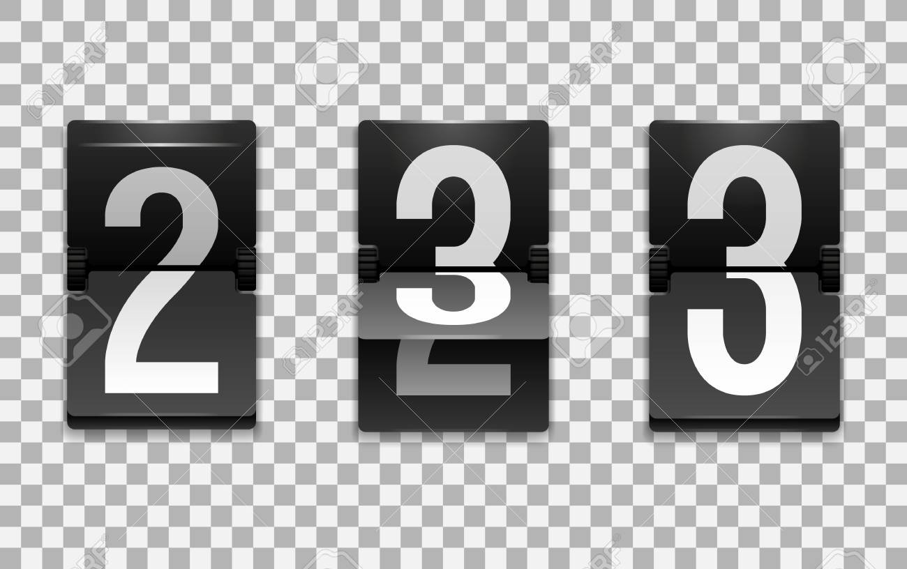 mechanical scoreboard vector template with number 3 flip countdown number three template