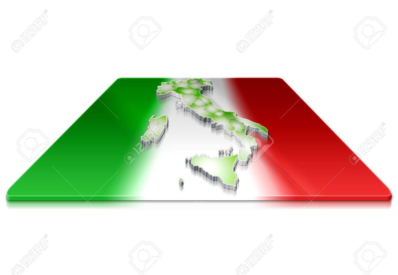A Simple 3D Map Of Italy On 3d Flag Stock Photo A Simple 3D Map Of Italy On 3d Flag Stock Photo