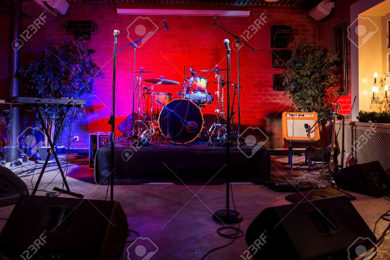 Rock Concert Stage With Musical Instruments In Nightclub Stock Photo Picture And Royalty Free Image Image