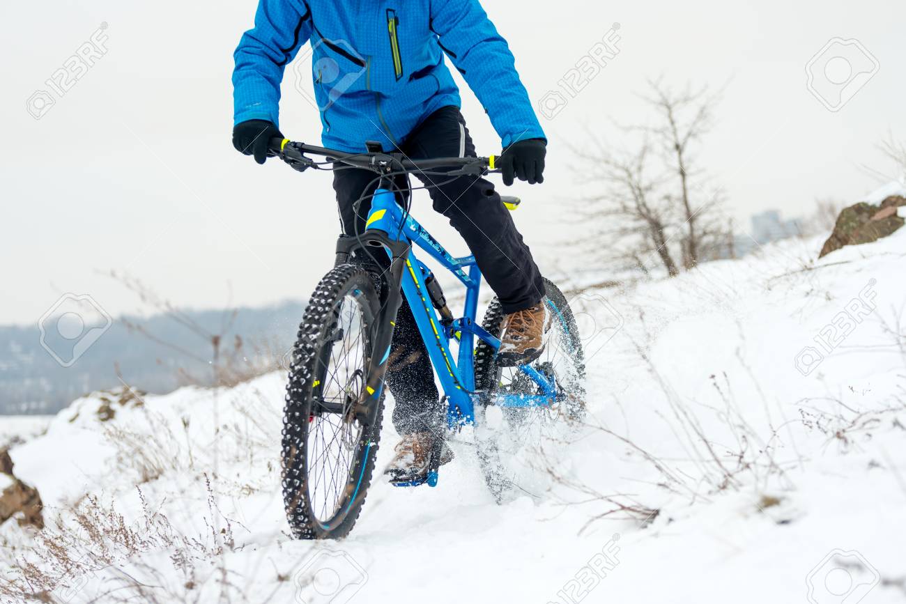 mountain biking in snow