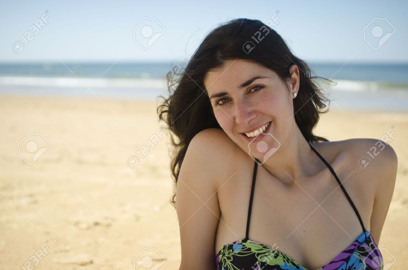 Casual Girl With Natural Look In The Beach Stock Photo, Picture and Royalty Free Image