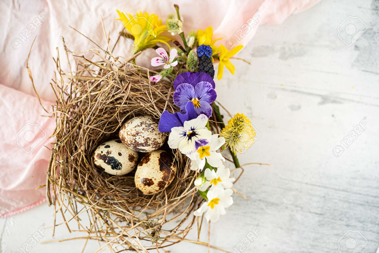 イースターバニーと春の花のシャドーボックス イースターバニー