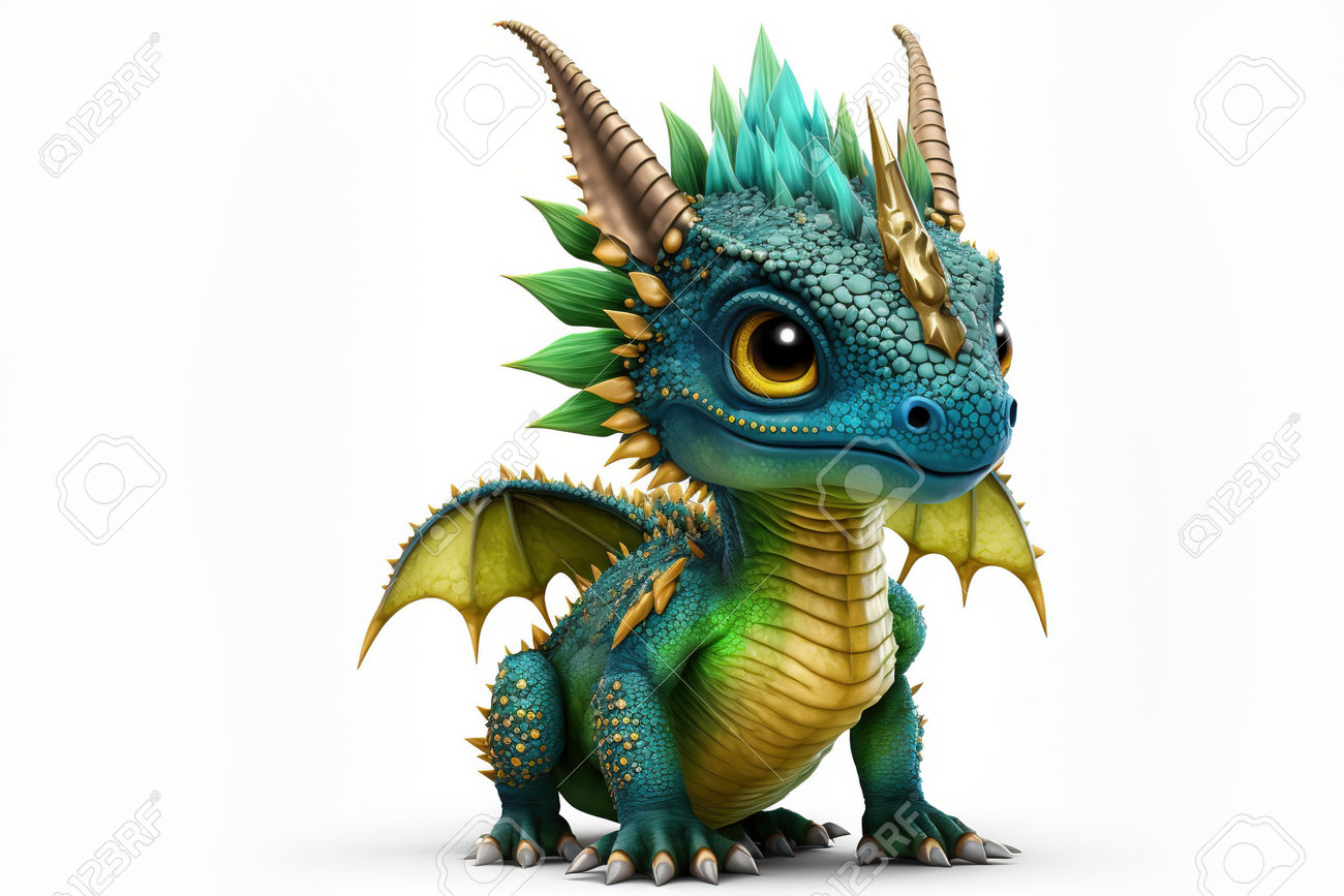 Immagini Stock - Rendering 3d Di Un Drago Fantasy Su Sfondo Bianco Con  Ombra.. Image 199243740