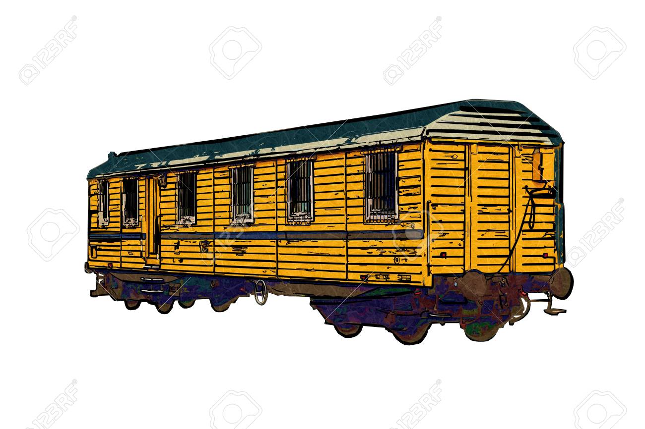 The Railway Carriage Art Illustration Stock Photo, Picture and Royalty Free  Image. Image 52003431., image size:1300x866