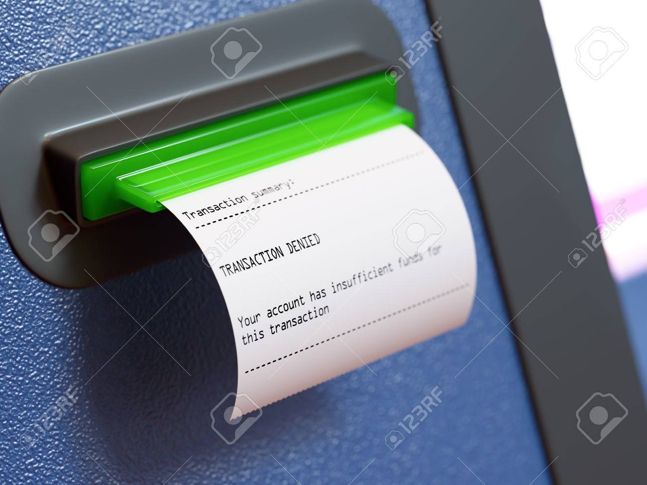 insufficient funds atm machine receipt stock photo picture and insufishent funds