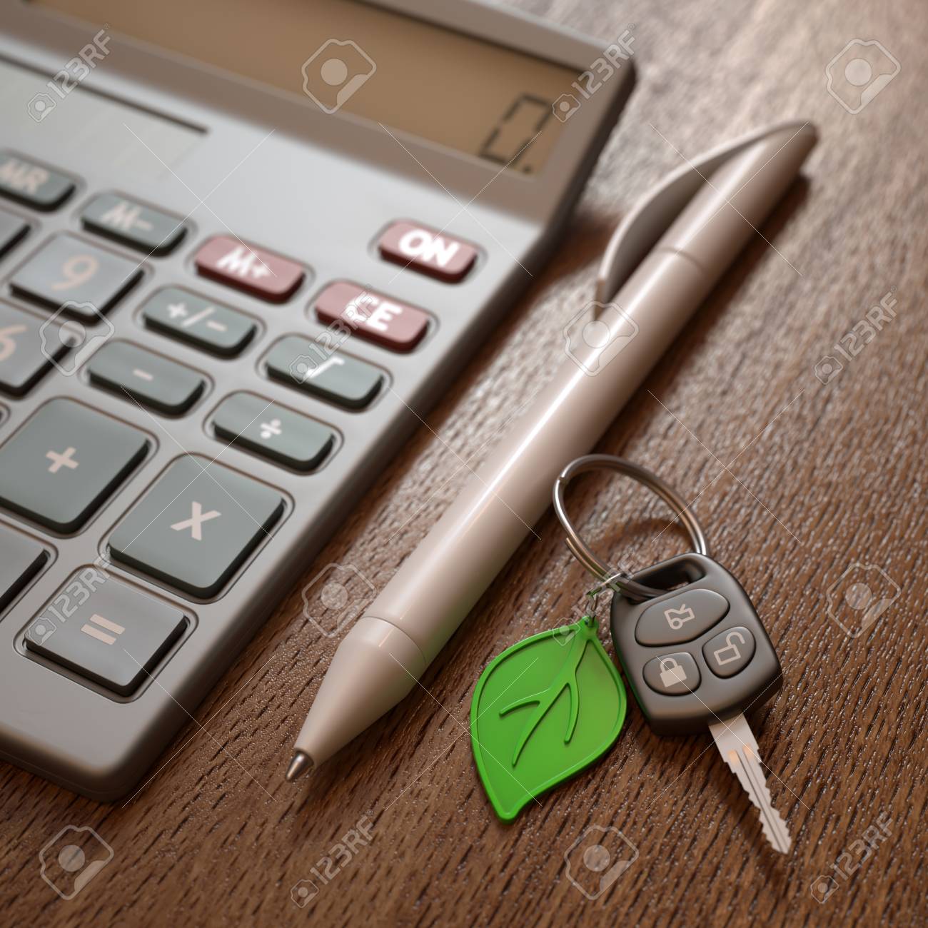 hybrid or electric car expenses calculation concept stock photo