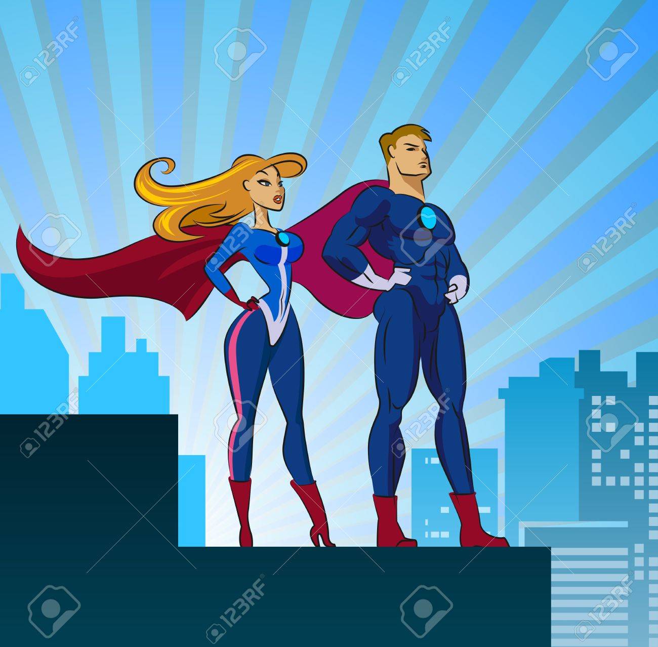 Super Heroes Male And Female Royalty Free Cliparts Vectors And Stock Illustration Image