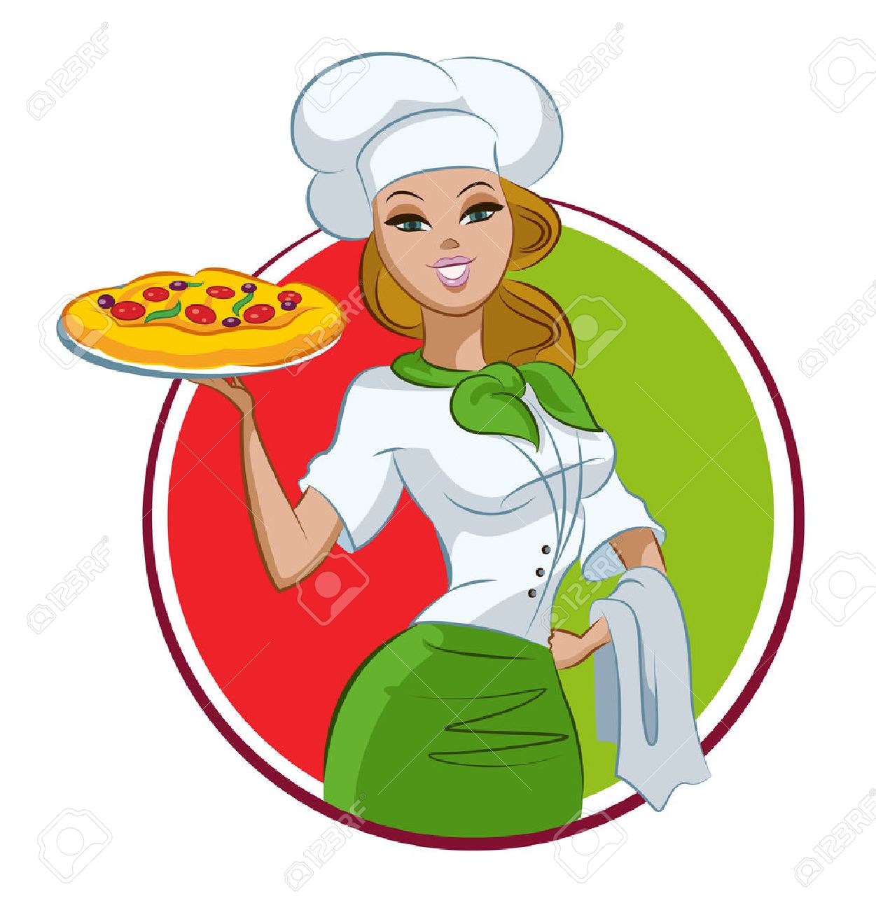Woman Pizza Cook. Vector Illustration Isolated On A White Background  Royalty Free SVG, Cliparts, Vectors, and Stock Illustration. Image 32650853., image size:1251x1300