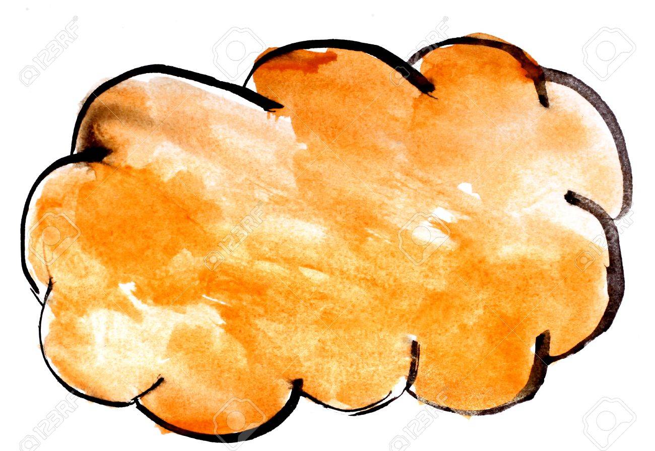 stroke yellow cloud paint brush color watercolor isolated on stock