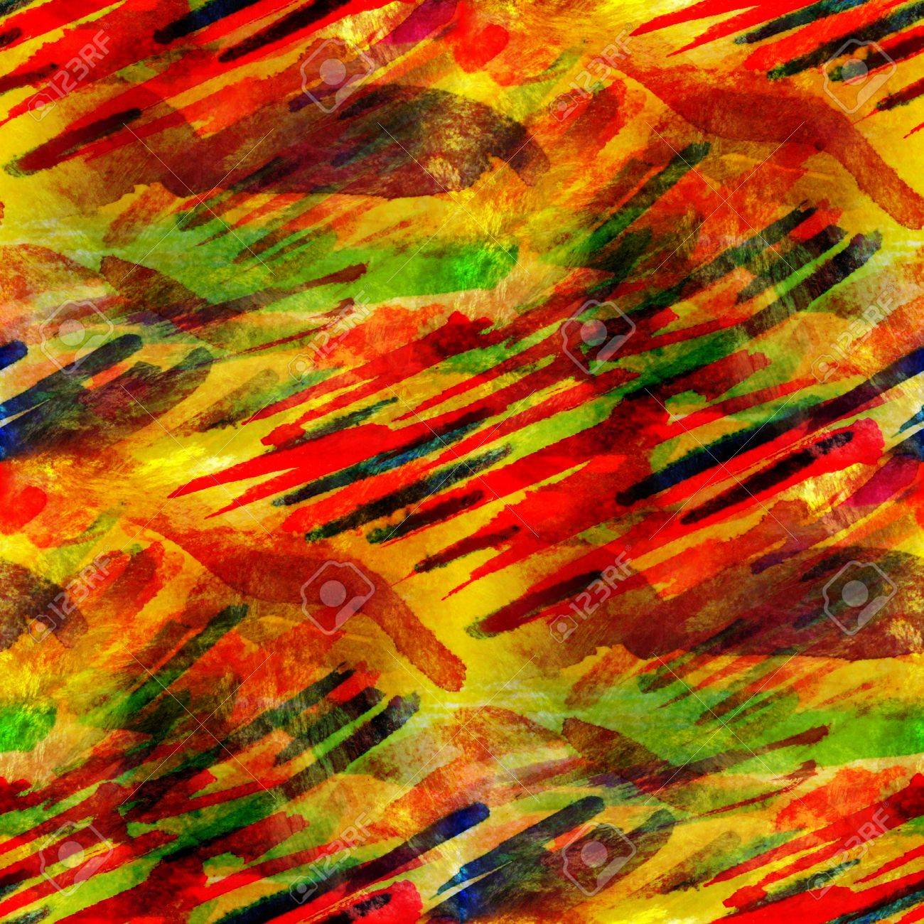 ハンド ペイントの背景が黄色 赤のシームレスな壁紙水彩画 の写真素材 画像素材 Image