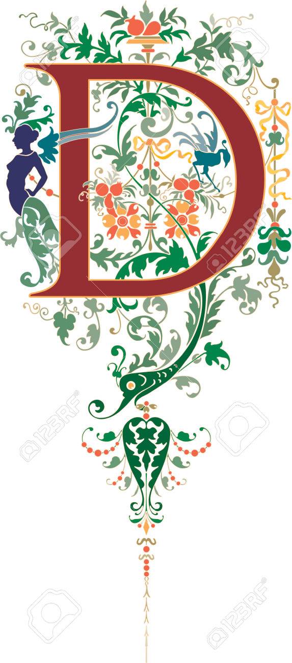 Estilo Fantasía Alfabeto Inglés Letra D De Color