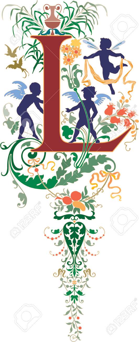 Estilo Fantasía Alfabeto Inglés Letra L De Color